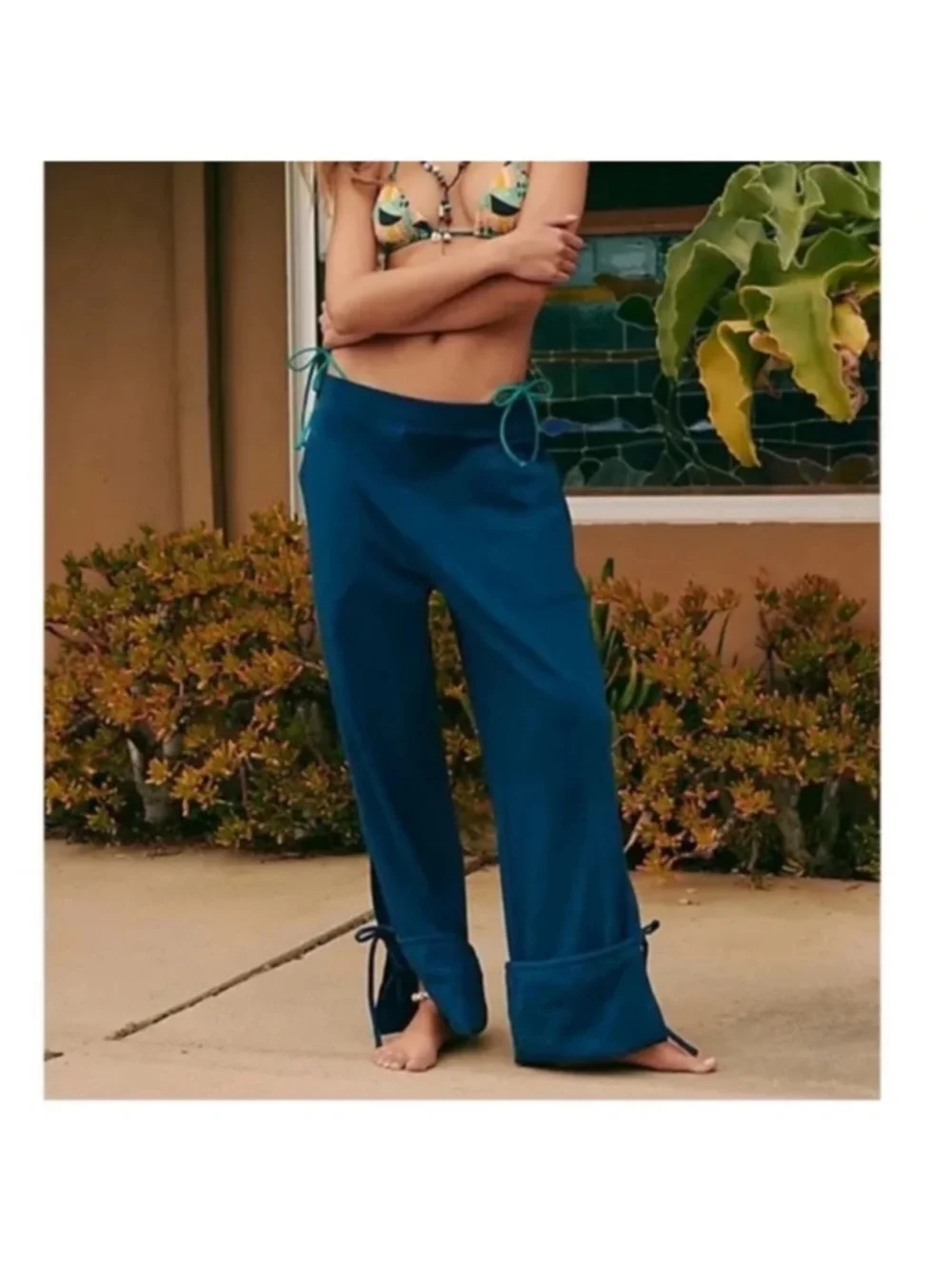FREE PEOPLE FP Beach Kenny Pants Sz XS Majolica Blue